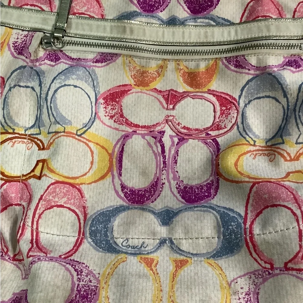 Vintage coach  poppy dream Multicolor Signature C print Tote Bag - Picture 5 of 6